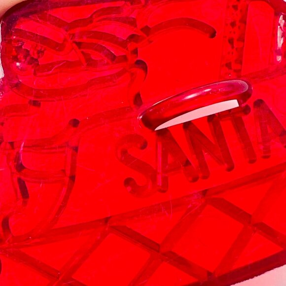 Vintage Red Plastic Santa Sleigh Cookie Cutter Imprint - Picture 6 of 7